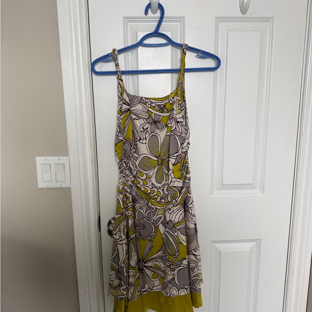 Floral Yellow and Gray Mini Dress